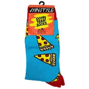 Oooh Yeah Blue Pizza Party Socks Mens Dress Socks OSFM Size 8-13 Gift Him